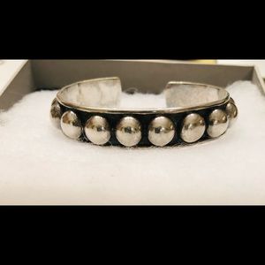 Vintage Sterling Silver Beaded Cuff 925